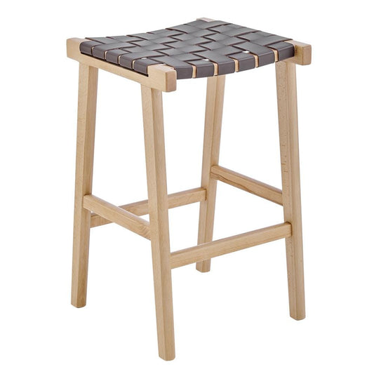 Euro Style - Evangeline Backless Counter Stool, Natural Beech/Brown Woven PU Seat - 39188-NAT veiw 2