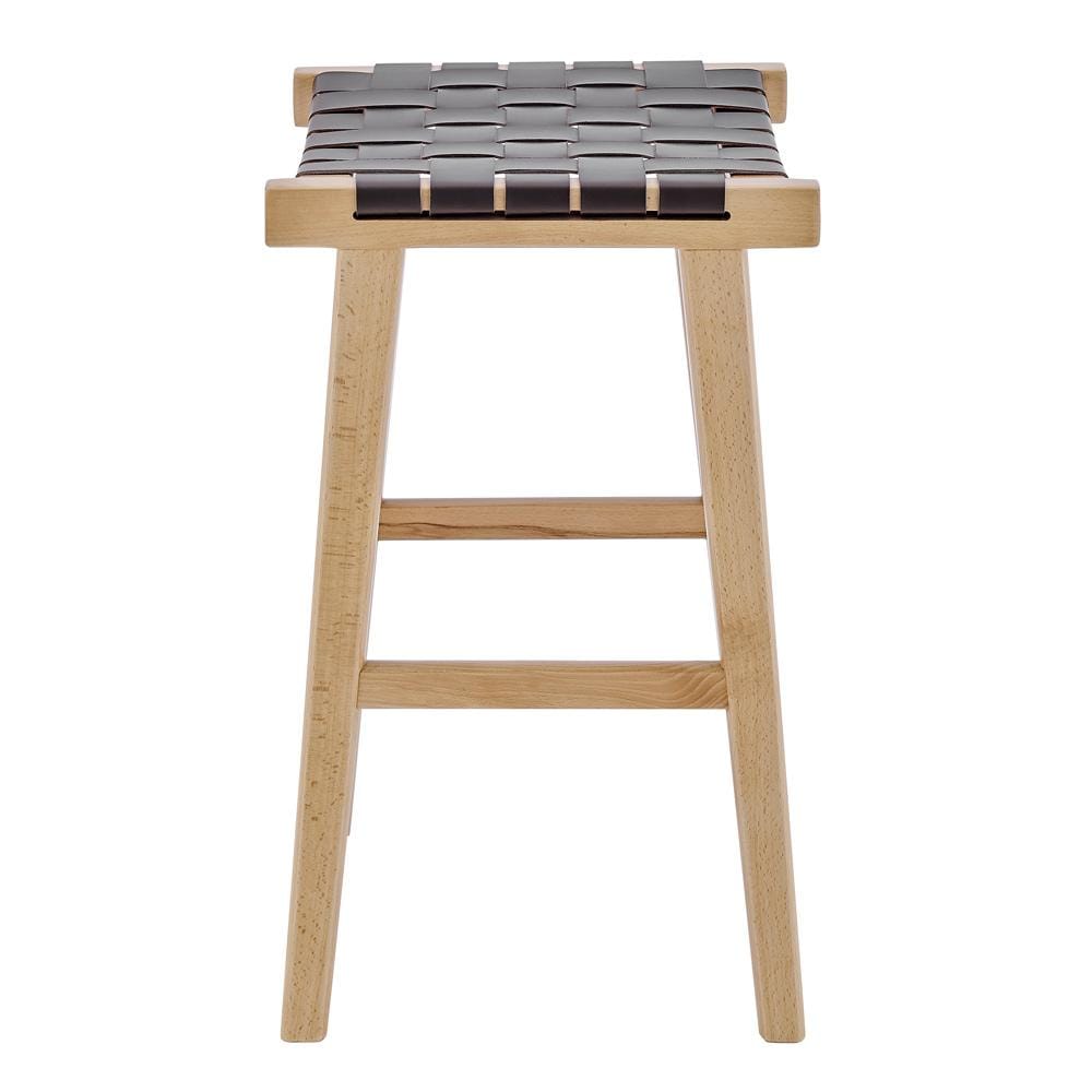 Euro Style - Evangeline Backless Counter Stool, Natural Beech/Brown Woven PU Seat - 39188-NAT veiw 3