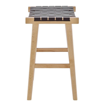 Euro Style - Evangeline Backless Counter Stool, Natural Beech/Brown Woven PU Seat - 39188-NAT veiw 3
