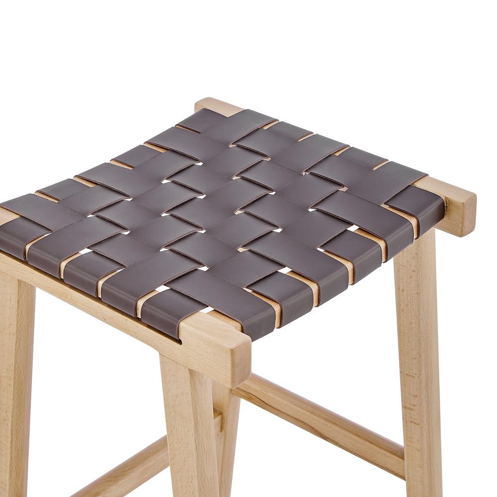 Euro Style - Evangeline Backless Counter Stool, Natural Beech/Brown Woven PU Seat - 39188-NAT veiw 4