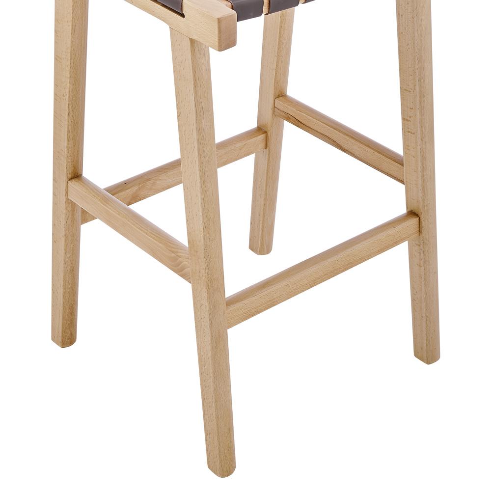 Euro Style - Evangeline Backless Counter Stool, Natural Beech/Brown Woven PU Seat - 39188-NAT veiw 5