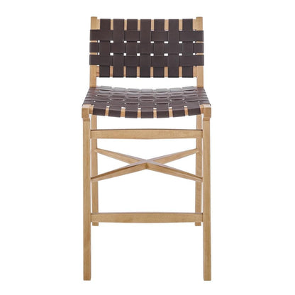 Euro Style - Evangeline Counter Stool, Natural Beech/Brown Woven PU Seat & Back - 39186-NAT veiw 1