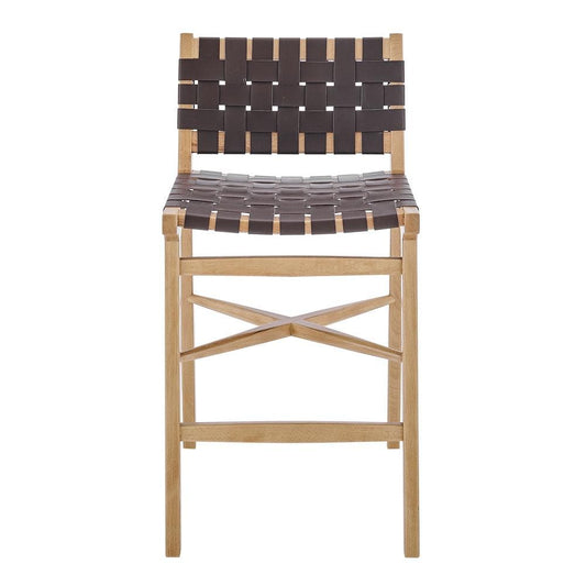 Euro Style - Evangeline Counter Stool, Natural Beech/Brown Woven PU Seat & Back - 39186-NAT veiw 1