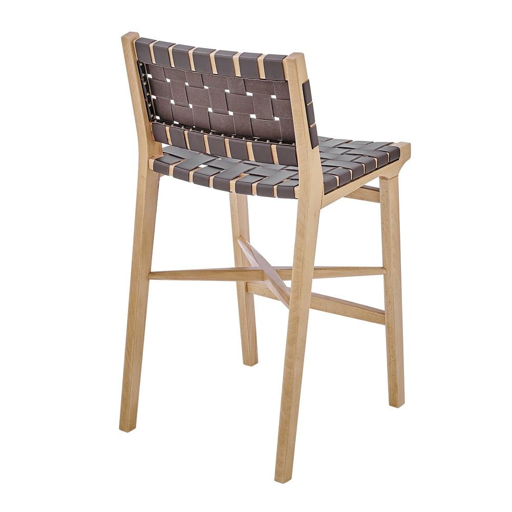 Euro Style - Evangeline Counter Stool, Natural Beech/Brown Woven PU Seat & Back - 39186-NAT veiw 4