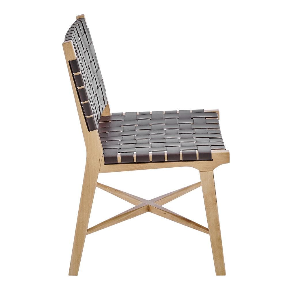 Euro Style - Evangeline Regenerated Leather Side Chair, Brown/Natural Beech - 39184-NAT veiw 3