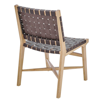 Euro Style - Evangeline Regenerated Leather Side Chair, Brown/Natural Beech - 39184-NAT veiw 4