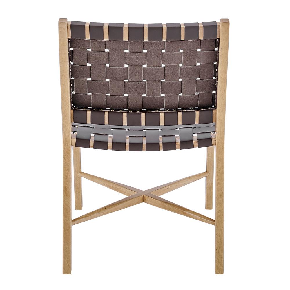 Euro Style - Evangeline Regenerated Leather Side Chair, Brown/Natural Beech - 39184-NAT veiw 5
