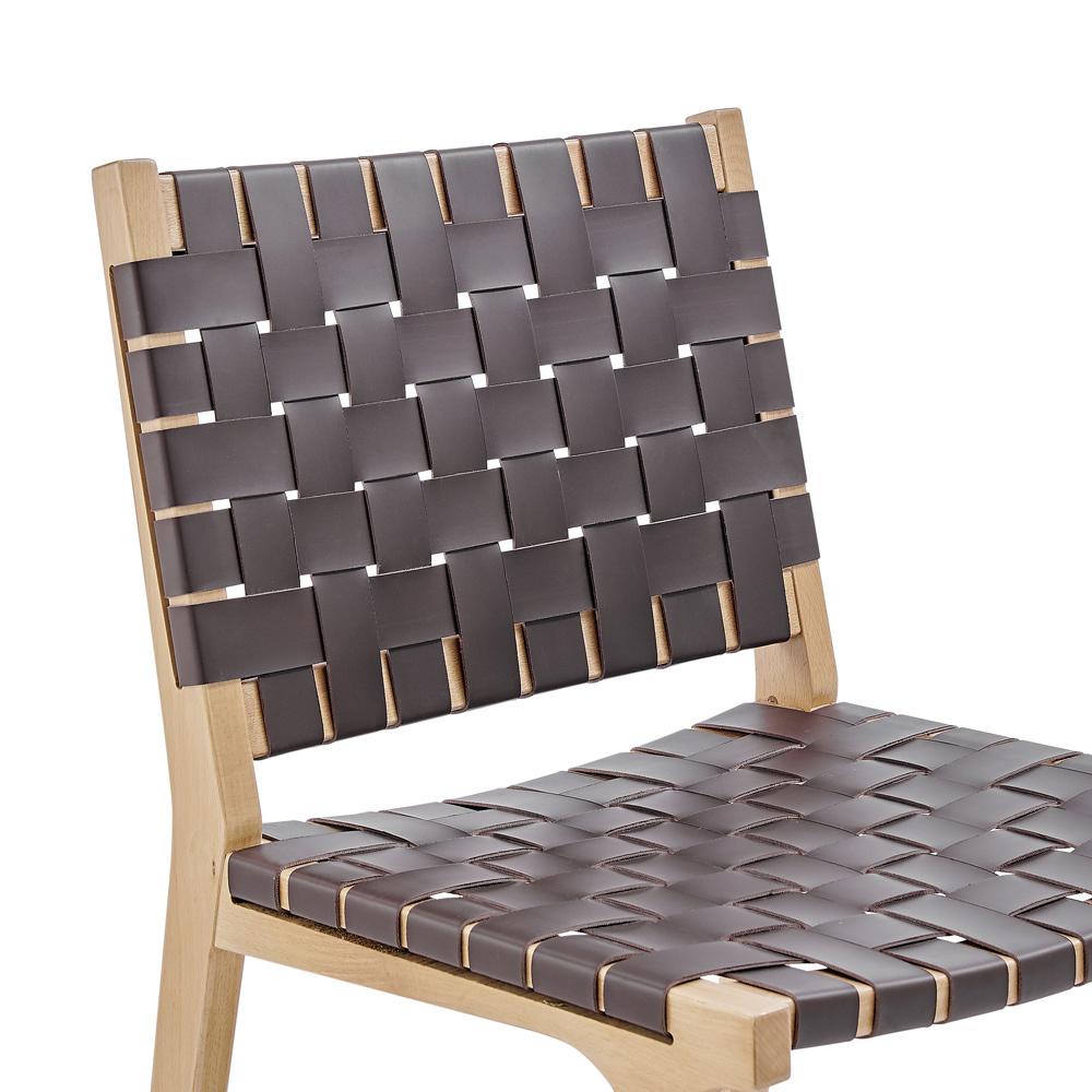 Euro Style - Evangeline Regenerated Leather Side Chair, Brown/Natural Beech - 39184-NAT veiw 6