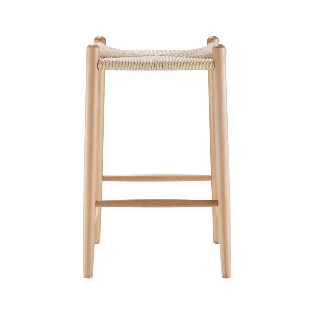 Euro Style - Evelina Counter Stool without Backrest with Natural Frame and Rush Seat Set of 1 - 39210-NAT veiw 1