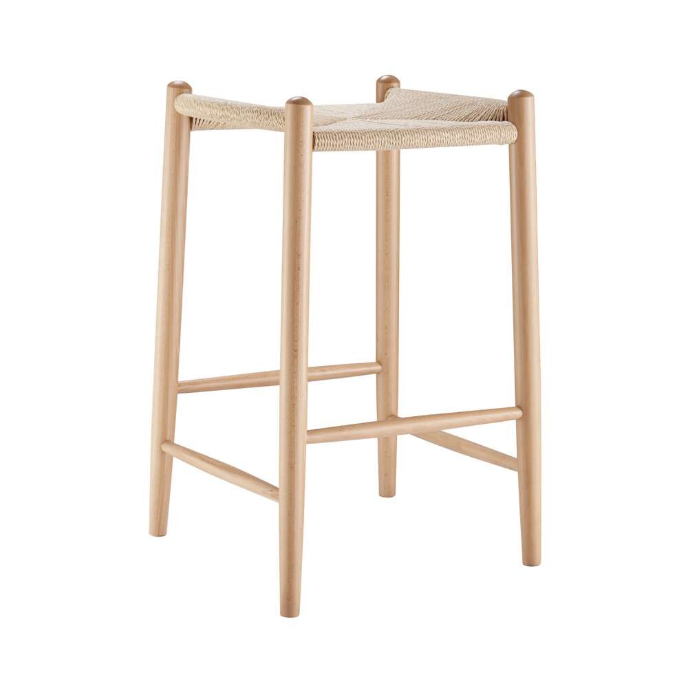 Euro Style - Evelina Counter Stool without Backrest with Natural Frame and Rush Seat Set of 1 - 39210-NAT veiw 2