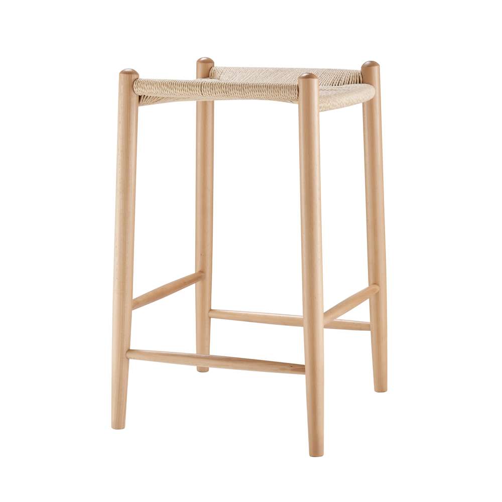 Euro Style - Evelina Counter Stool without Backrest with Natural Frame and Rush Seat Set of 1 - 39210-NAT veiw 3