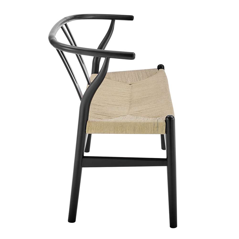 Euro Style - Evelina Loveseat Black Stained Frame and Natural Rush Seat - 39192-BLK veiw 3