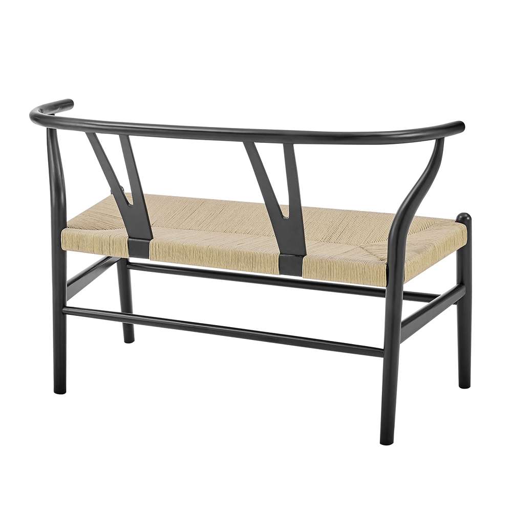 Euro Style - Evelina Loveseat Black Stained Frame and Natural Rush Seat - 39192-BLK veiw 4