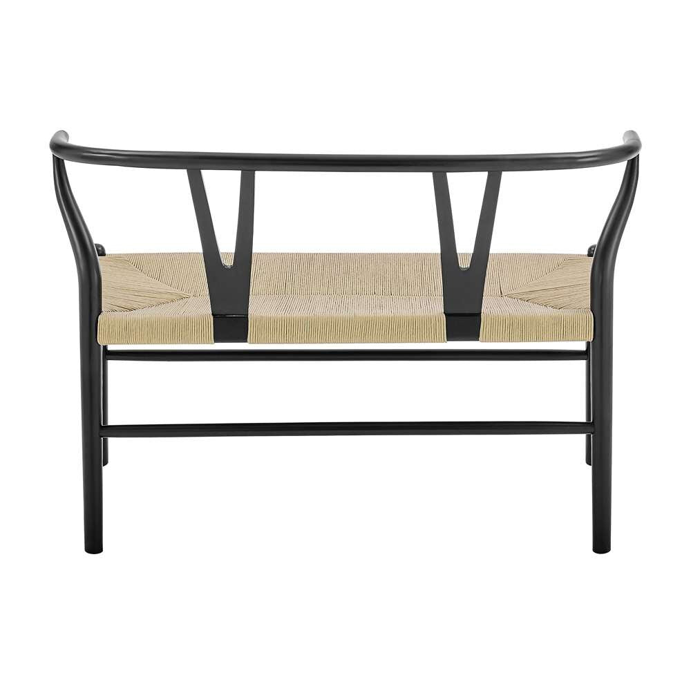 Euro Style - Evelina Loveseat Black Stained Frame and Natural Rush Seat - 39192-BLK veiw 5