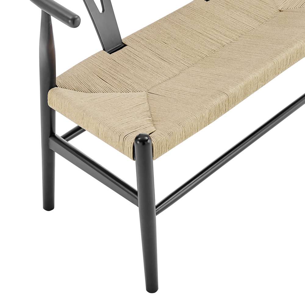Euro Style - Evelina Loveseat Black Stained Frame and Natural Rush Seat - 39192-BLK veiw 6