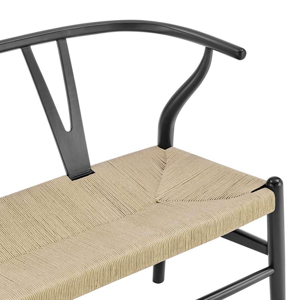 Euro Style - Evelina Loveseat Black Stained Frame and Natural Rush Seat - 39192-BLK veiw 7