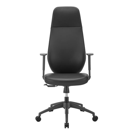Euro Style - Filip High Back Office Chair in Black Leatherette with Plastic Grey Back Support - 73001-BLK veiw 1