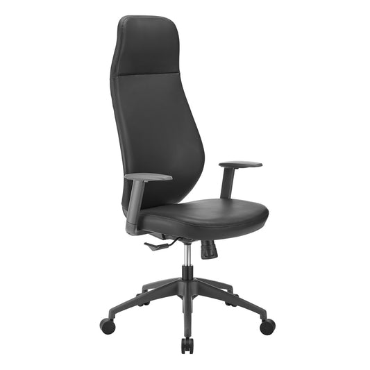 Euro Style - Filip High Back Office Chair in Black Leatherette with Plastic Grey Back Support - 73001-BLK veiw 2