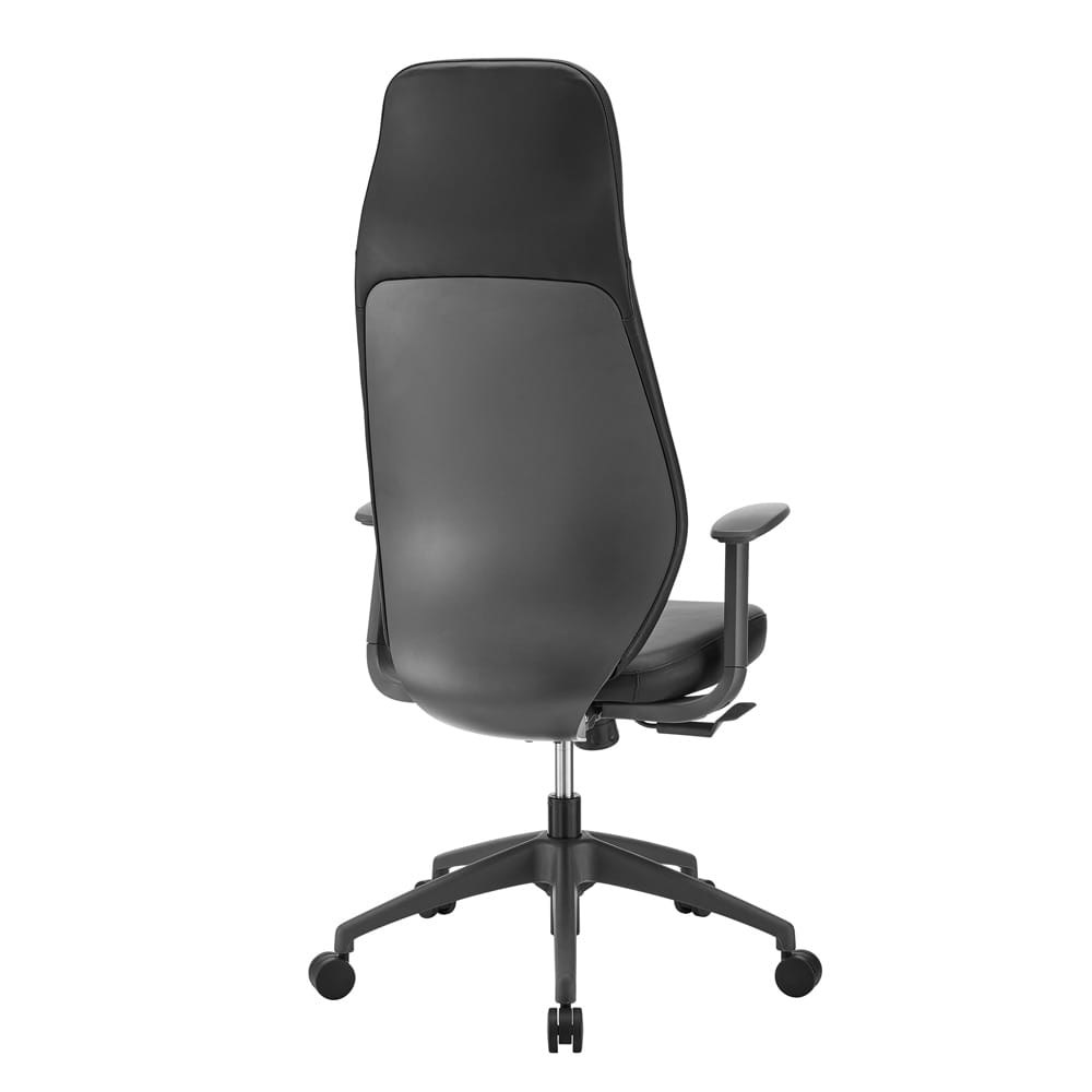 Euro Style - Filip High Back Office Chair in Black Leatherette with Plastic Grey Back Support - 73001-BLK veiw 4