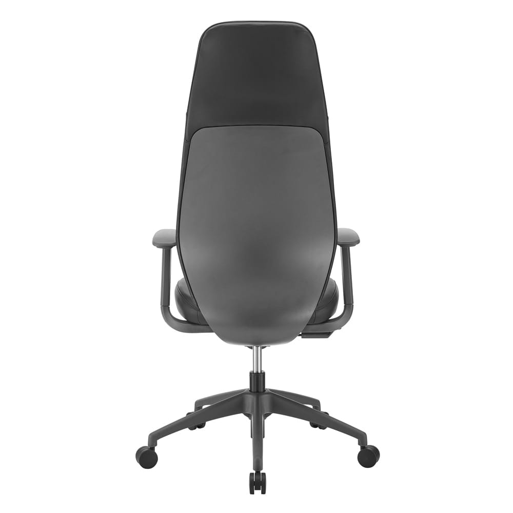 Euro Style - Filip High Back Office Chair in Black Leatherette with Plastic Grey Back Support - 73001-BLK veiw 5