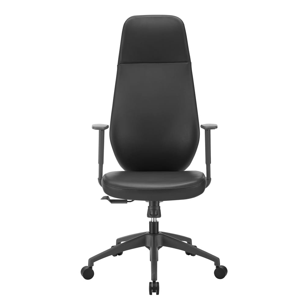Euro Style - Filip High Back Office Chair in Black Leatherette with Plastic Grey Back Support - 73001-BLK veiw 6