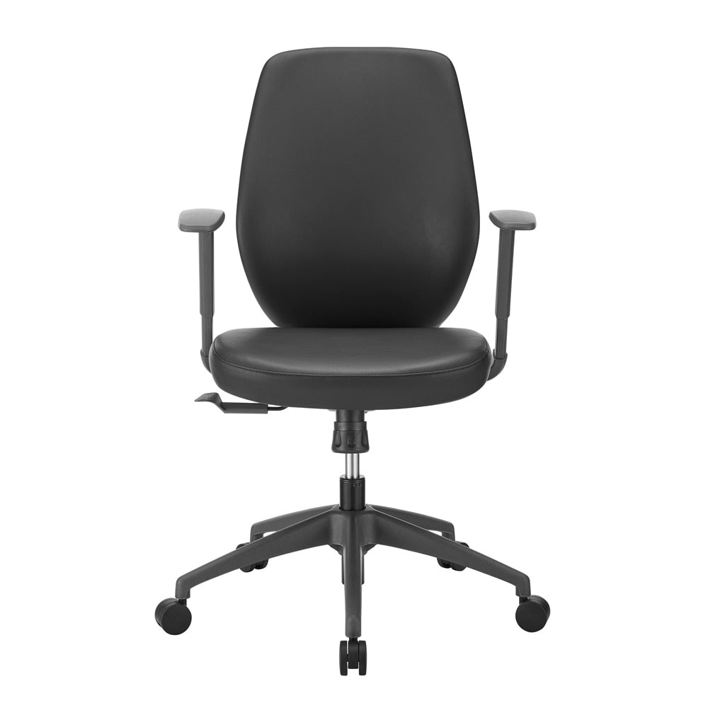 Euro Style - Filip Low Back Office Chair in Black Leatherette with Plastic Gray Back Support - 73002-BLK veiw 1