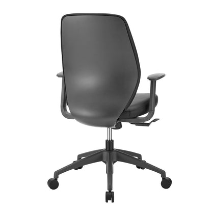 Euro Style - Filip Low Back Office Chair in Black Leatherette with Plastic Gray Back Support - 73002-BLK veiw 4
