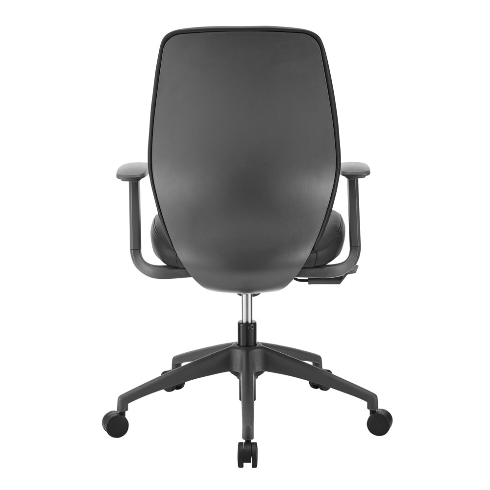 Euro Style - Filip Low Back Office Chair in Black Leatherette with Plastic Gray Back Support - 73002-BLK veiw 5