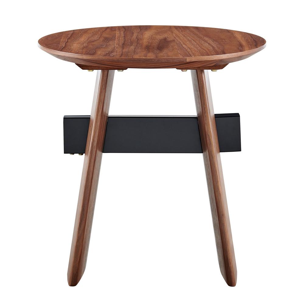Euro Style - Folke 20inW Round Side Table, Walnut with Matte Black Cross Bar - 19734-WAL veiw 1