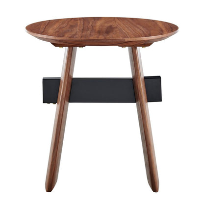 Euro Style - Folke 20inW Round Side Table, Walnut with Matte Black Cross Bar - 19734-WAL veiw 1