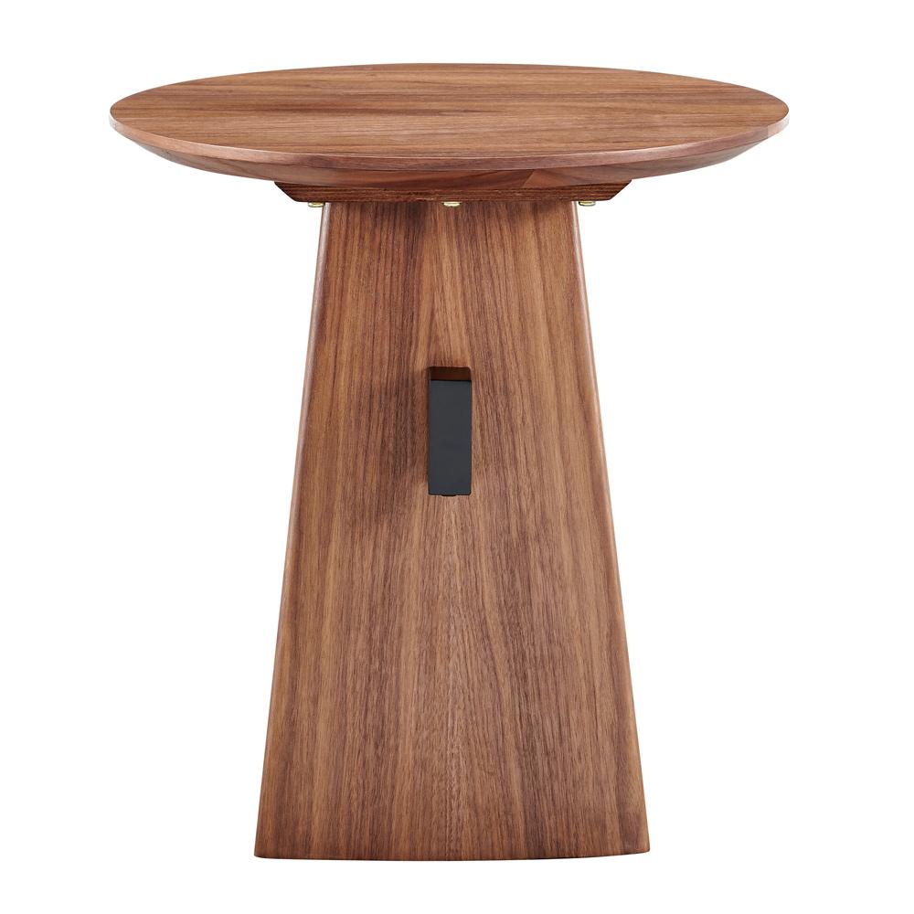 Euro Style - Folke 20inW Round Side Table, Walnut with Matte Black Cross Bar - 19734-WAL veiw 2