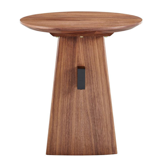 Euro Style - Folke 20inW Round Side Table, Walnut with Matte Black Cross Bar - 19734-WAL veiw 2