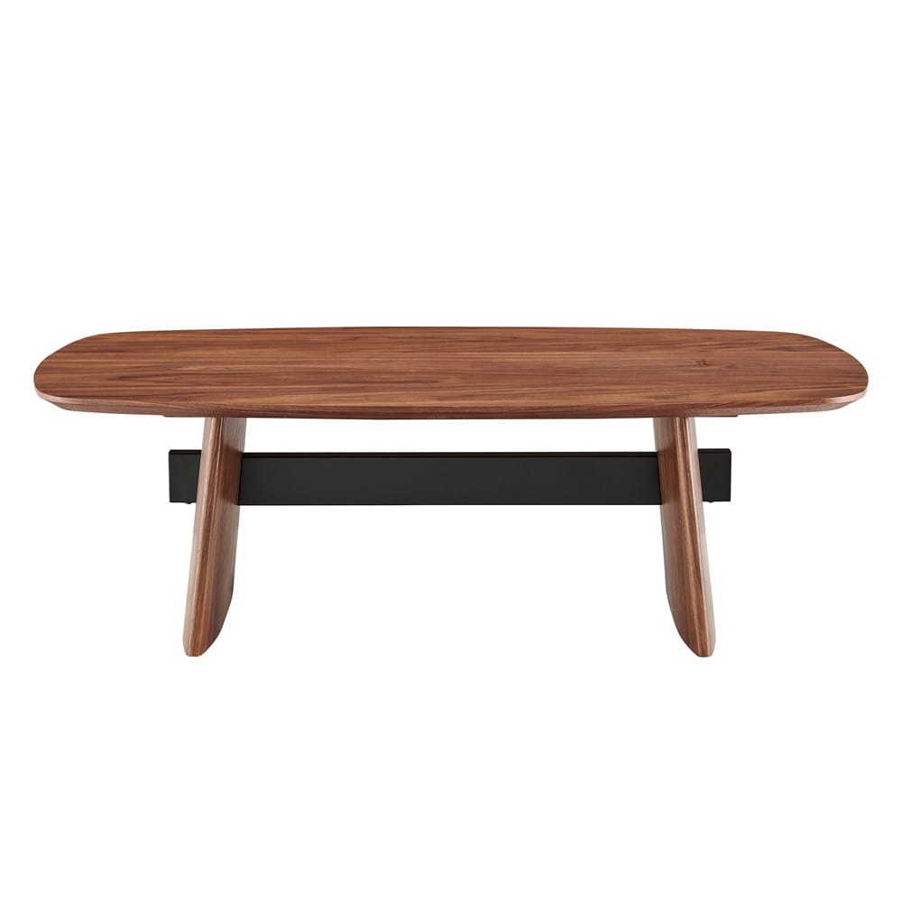 Euro Style - Folke 51inW Coffee Table, Walnut with Matte Black Cross Bar - 19732WAL-KIT veiw 1