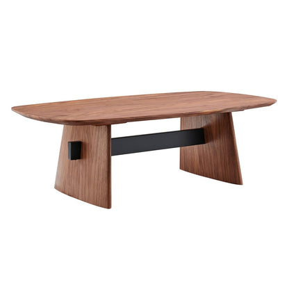 Euro Style - Folke 51inW Coffee Table, Walnut with Matte Black Cross Bar - 19732WAL-KIT veiw 2