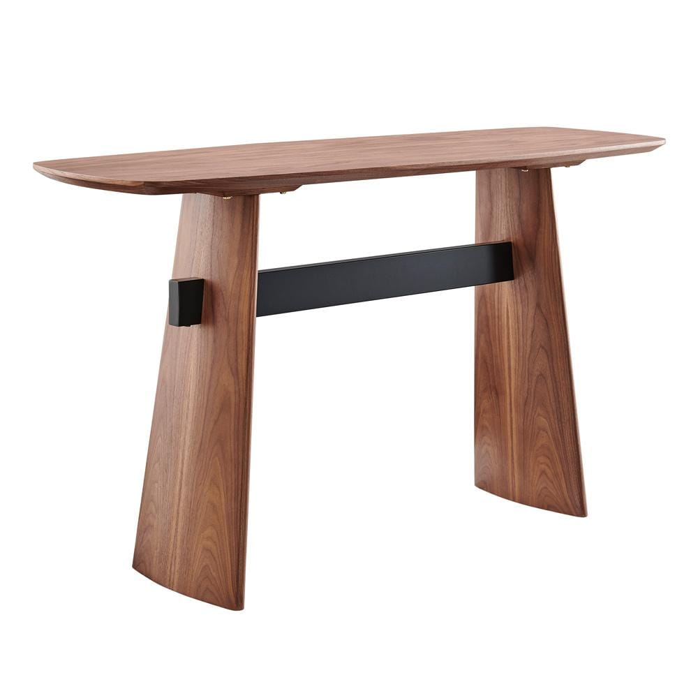 Euro Style - Folke 55inW Console Table, Walnut with Matte Black Cross Bar - 19736-WAL veiw 3