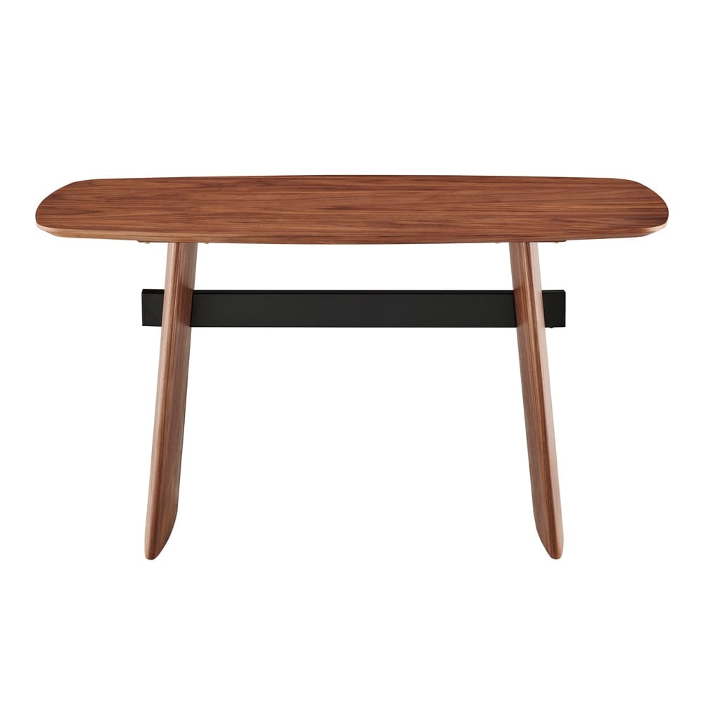 Euro Style - Folke Desk, Walnut/Matte Black Cross Bar - 19738-WAL veiw 1