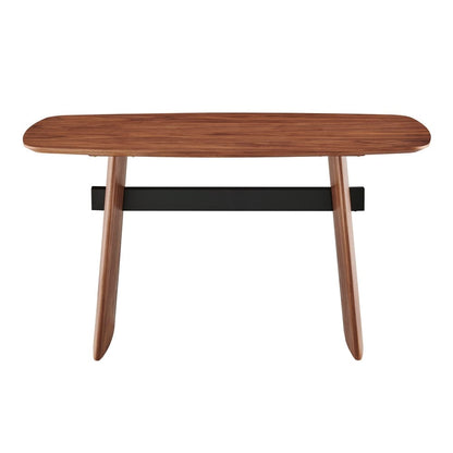 Euro Style - Folke Desk, Walnut/Matte Black Cross Bar - 19738-WAL veiw 1