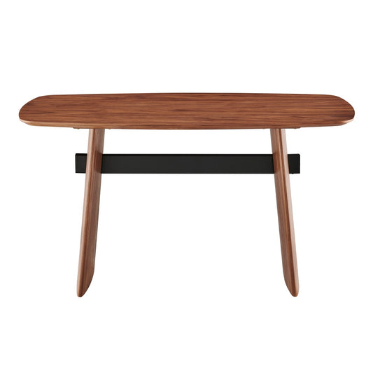 Euro Style - Folke Desk, Walnut/Matte Black Cross Bar - 19738-WAL veiw 1