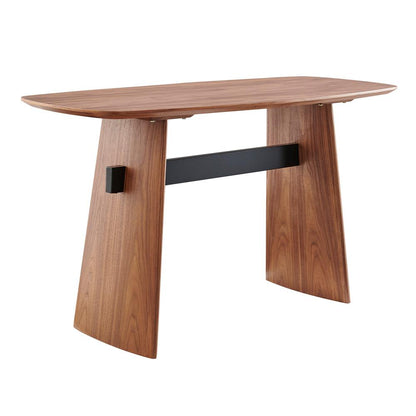 Euro Style - Folke Desk, Walnut/Matte Black Cross Bar - 19738-WAL veiw 2