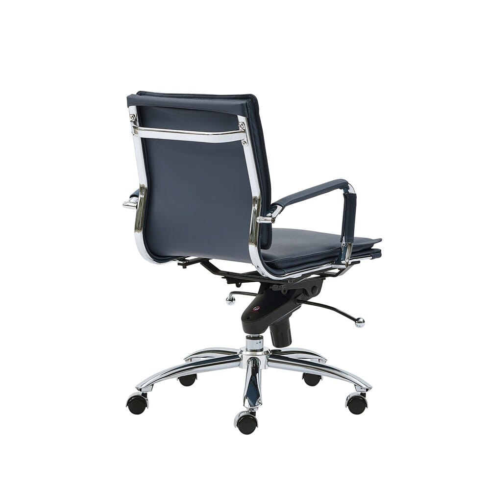 Euro Style - Gunar Pro Leatherette Low Back Office Chair, Blue/Chrome - 50012-BLU view 4