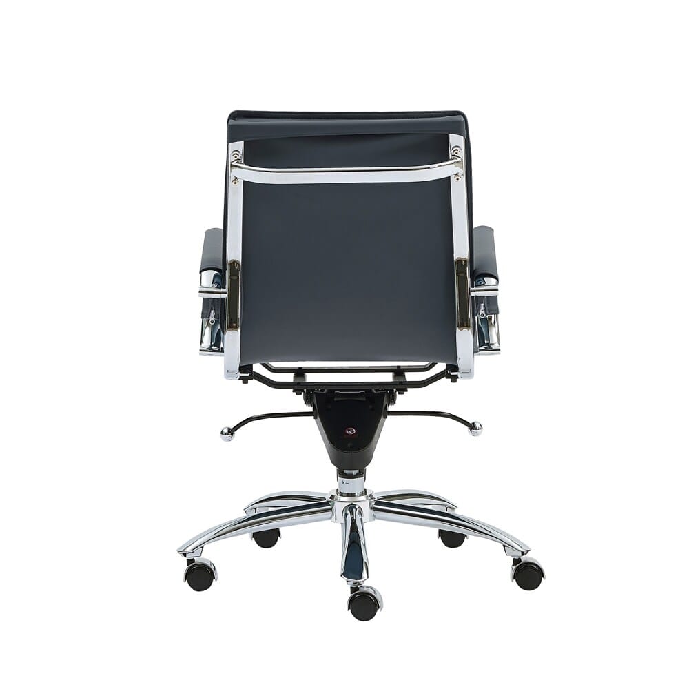 Euro Style - Gunar Pro Leatherette Low Back Office Chair, Blue/Chrome - 50012-BLU view 5
