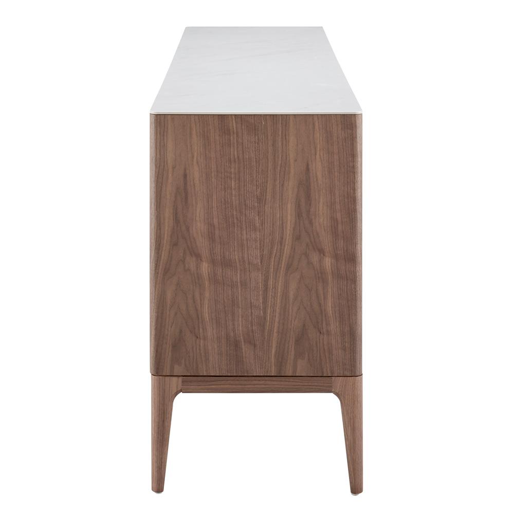 Euro Style - Haldis 71inW Sideboard, White Ceramic Glass/Walnut - 39042-WHT veiw 5