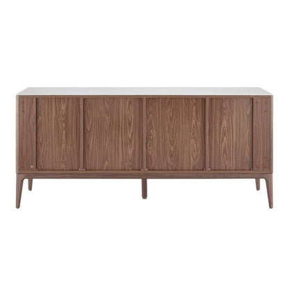 Euro Style - Haldis 71inW Sideboard, White Ceramic Glass/Walnut - 39042-WHT veiw 6