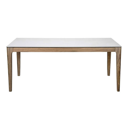 Euro Style - Haldis 71in Rectangle Table in White Ceramic Glass and Walnut - 38938WHT-KIT veiw 1
