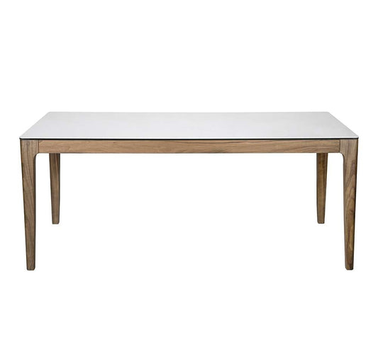 Euro Style - Haldis 71in Rectangle Table in White Ceramic Glass and Walnut - 38938WHT-KIT veiw 1