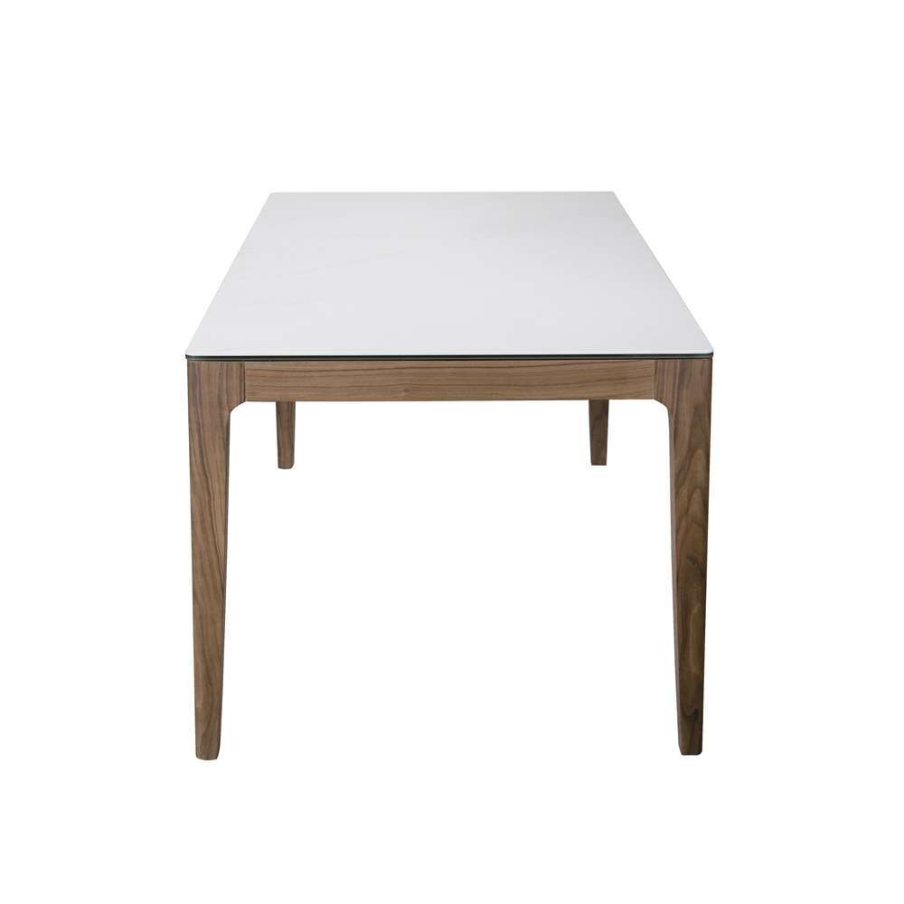 Euro Style - Haldis 71in Rectangle Table in White Ceramic Glass and Walnut - 38938WHT-KIT veiw 3