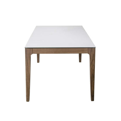 Euro Style - Haldis 71in Rectangle Table in White Ceramic Glass and Walnut - 38938WHT-KIT veiw 3