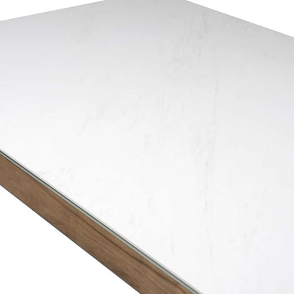 Euro Style - Haldis 71in Rectangle Table in White Ceramic Glass and Walnut - 38938WHT-KIT veiw 4