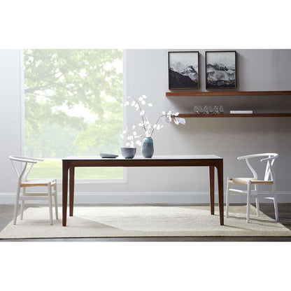 Euro Style - Haldis 71in Rectangle Table in White Ceramic Glass and Walnut - 38938WHT-KIT veiw 5