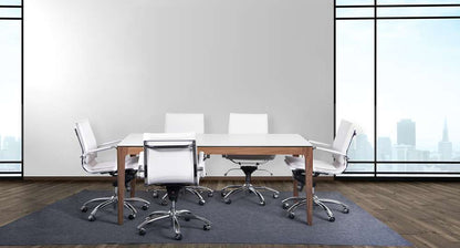 Euro Style - Haldis 71in Rectangle Table in White Ceramic Glass and Walnut - 38938WHT-KIT veiw 7